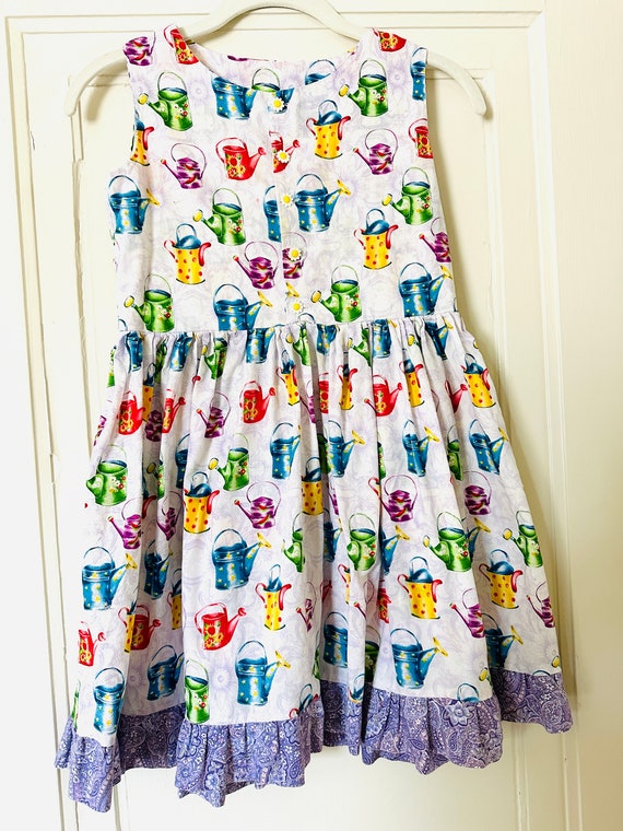 Vintage Girl's Dress Handmade 90s Watering Can Su… - image 8