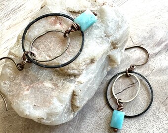 Circling Skies Earrings Southwestern Swoon Amazonite Mixed Metals