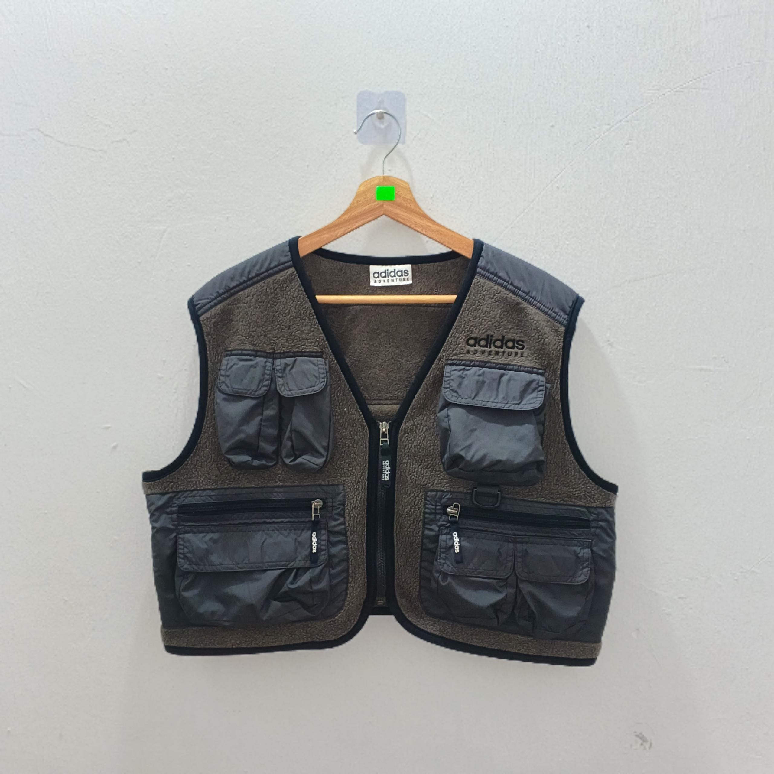 Vintage 90's Adidas Adventure Tactical Fleece Vest Fishing Hiking