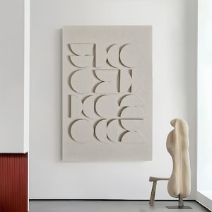 Luna, Arte geométrico texturizado, Decoración de madera hecha a mano, Tapices, Arte bohemio, Arte minimalista beige, Escultura de pared, Decoración mural artística