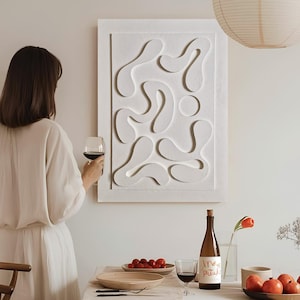Morph, White Textured Art, Wooden Wall Decor, Handmade Minimalist Art, Custom Artwork, Housewarming Gift, Boho Wall Hanging, Sculptural Art