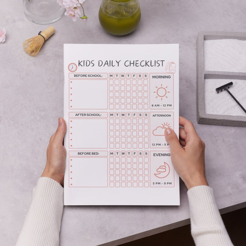 Kids Daily School Checklist,editable Chore Chart,reward Chart,editable ...
