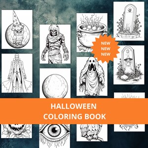 Halloween Coloring Book,Cauldrons,Tombstones, Vampires Coloring Pages, Printable Adult Coloring, Kid Coloring Book, Horror Coloring Book