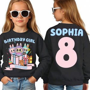 Labubu Custom  Birthday Girl Shirt Personalized Labubu Birthday Gift Custom Birthday Shirt Cute Birthday T-Shirt Custom Birthday Girl Tee