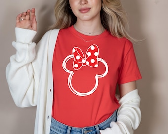 Retro Polka Dot Bow Mouse Ears Tee: Magical Vacation Shirt,