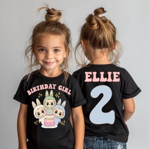 Custom Labu Birthday Girl Shirt Personalized Labu Monster Birthday Gift Custom Birthday Shirt Cute Birthday T-Shirt Custom Birthday Girl Tee