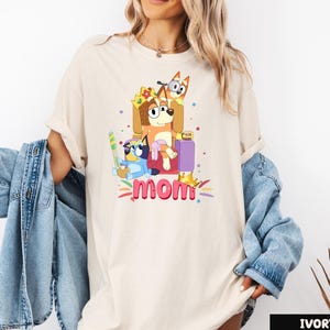 Blue Mom Shirt Blue Mom Shirt Birthday Mama Shirt Cartoon Mommy Shirt Blue Dog Mom Dad Shirt Blue Family Shirt Mom Gift Mama Tee