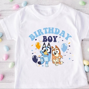Blue Dog Birthday Boy Shirt Custom Shirt Birthday Boy Tee Cartoon Birthday Shirt Baby Boy Tee Birthday Party Shirt Funny Shirt Toddler Tee