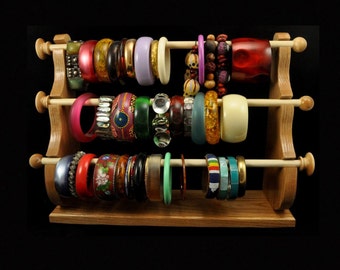 Made in USA Standing Bracelet Holder Organizer Storage Display Oak
