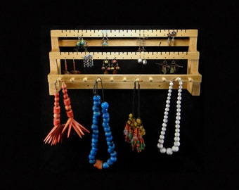Made in USA Hanging Earring and Necklace Holder with 1 inch pegs  for Earring Holder Earring Storage Earring Display Necklace Display