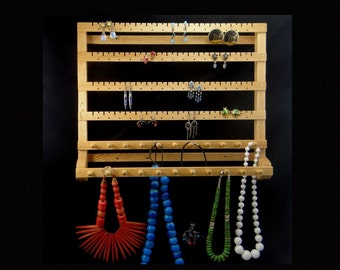 Made in USA  Large Hanging Earring Earring Display Earring Organizer Earring Holder Storage with 2 Necklace Holder Slats