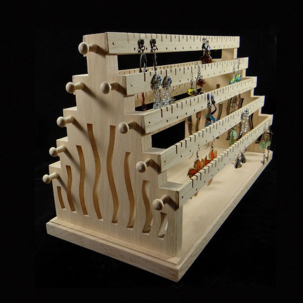 Made in USA  Mission Style Double Sided Large Standing Earring Holder Earring Storage Earring Organizer Earring Display with Pegs