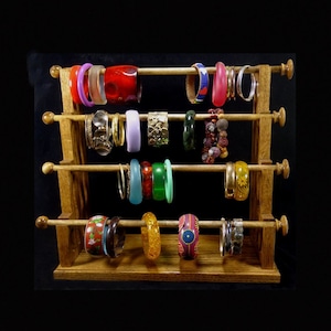 Made in USA  Mission Style 4 Wand Standing Bracelet Holder Organizer Storage Display Oak Bangle Holder Organizer Display Storage
