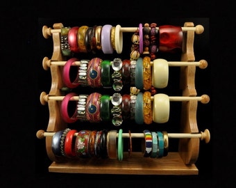 Made in USA 4 Wand Standing Bracelet Holder  Bracelet Storage Bracelet Display Bracelet Organizer Oak Wood