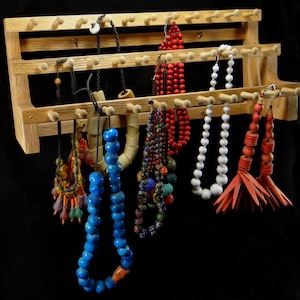 Made in USA  Mission Style Hanging Necklace Holder Necklace Storage Necklace Display Necklace Orgainizer Jewelry Holder with 33-2 inch Pegs