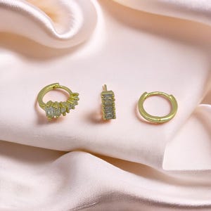 Minimalist Earrings 3pcs Set, Gold Plated Huggie Hoops Stud Earrings, Everyday Womens Jewellery, Womens Accesory