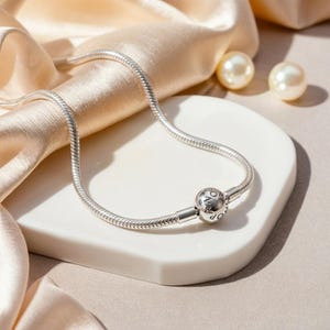 Silver Moments-slangketting, 50 cm lange ketting, gladde hanger, ronde sluiting, cadeau voor dames.