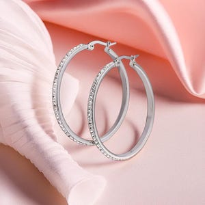 Silberne Kristall-Creolen, funkelnde Diamant-Creolen in 20 mm, 30 mm und 40 mm Größen, Modeschmuck für Sie, perfekt für jeden Anlass!