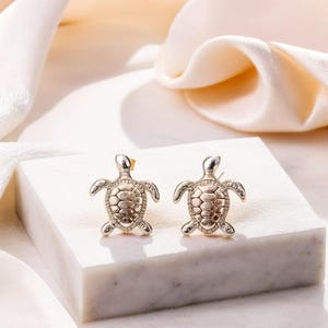 Small Sterling Silver Turtle Stud Earrings, Stainless Steel, Turtle Studs, For a Touch of Nature, Perfect Silver Studs for Grandaughter.
