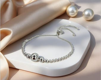 String of Beads Slider Bracelet, Fitted Just for Her, Unique, Elegant, and Crafted for Lasting Impressions, Must-Have.