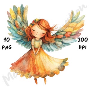 10 imágenes PNG de ángeles peculiares, imágenes prediseñadas de ángeles de acuarela, chica divertida y caprichosa, diario basura, álbum de recortes, manualidades de papel, descarga digital