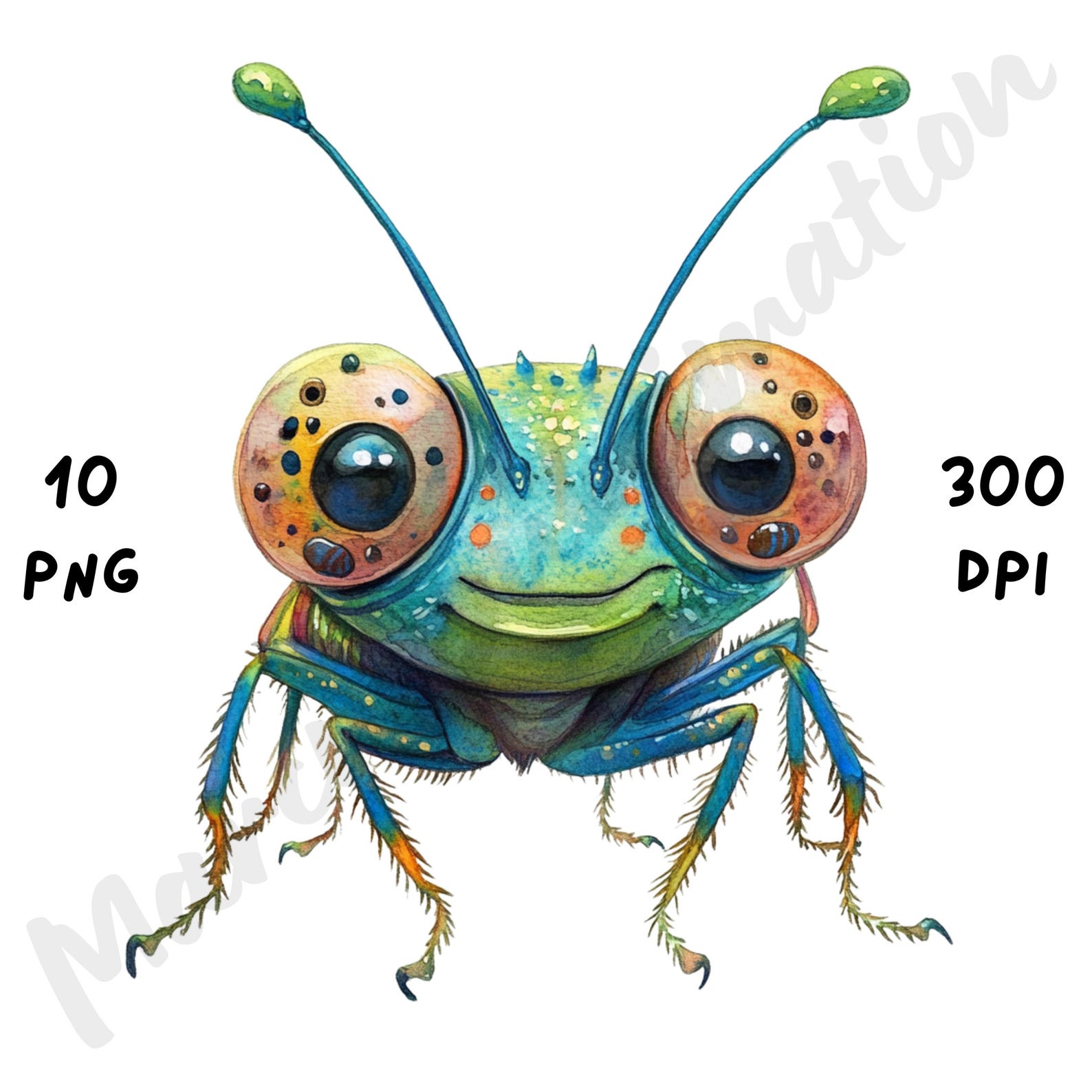 10 PNG Quirky Insect Clipart, Cartoon Whimsical Funny Insect ...