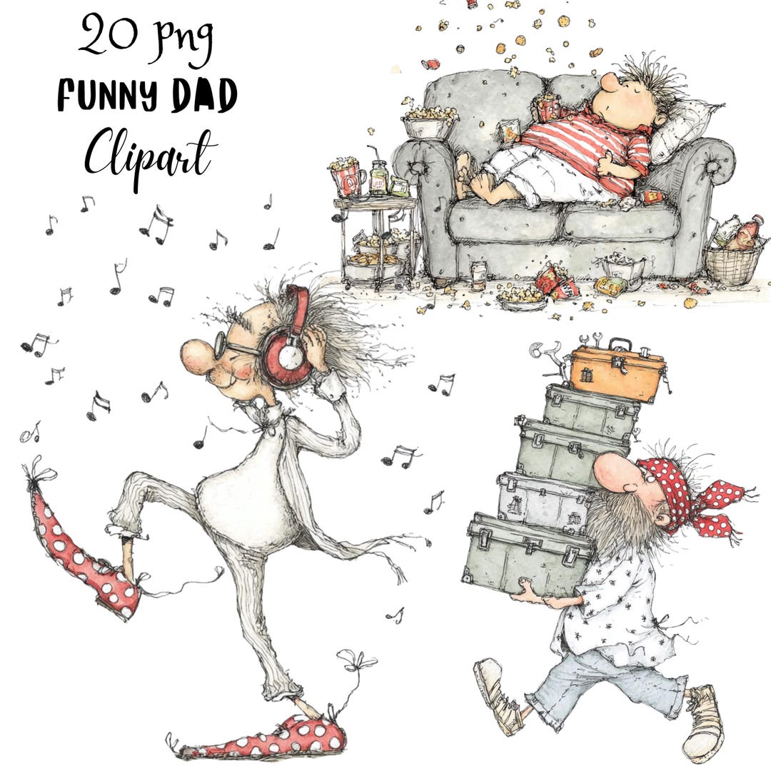 Father's Day Funny Dad Whimsical Clipart, Happy Father PNG, Family ...