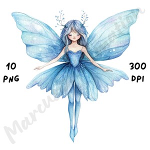 10 PNG Quirky Blue Fairy Clip Art, Watercolor Fantasy Girl, Whimsical ...