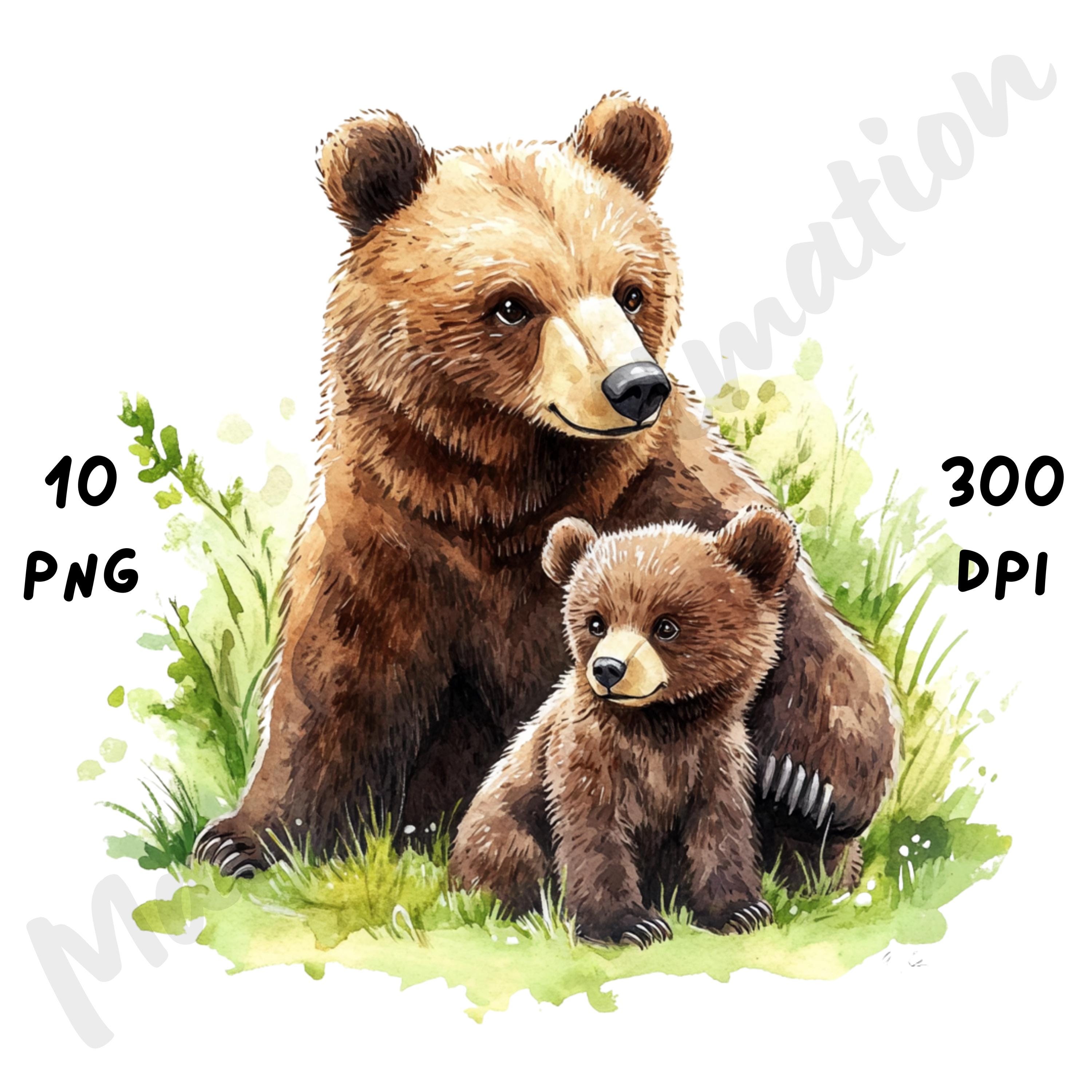クマと子グマの油彩画 10 PNG かわいいクマのお母さんのクリップアート、水彩画のお母さん