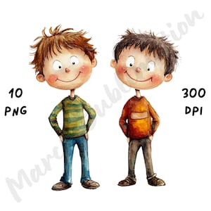 10 imágenes PNG de mejores amigos, caricaturas divertidas de hermandad, imágenes prediseñadas de acuarela para manualidades de papel y diarios basura.
