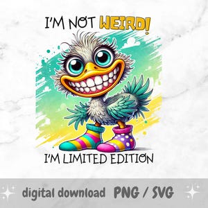 No soy raro, soy una edición limitada PNG, diseño de sublimación, cita sarcástica, pájaro loco descarado, dicho gracioso de pájaro peculiar, taza, vaso, toalla