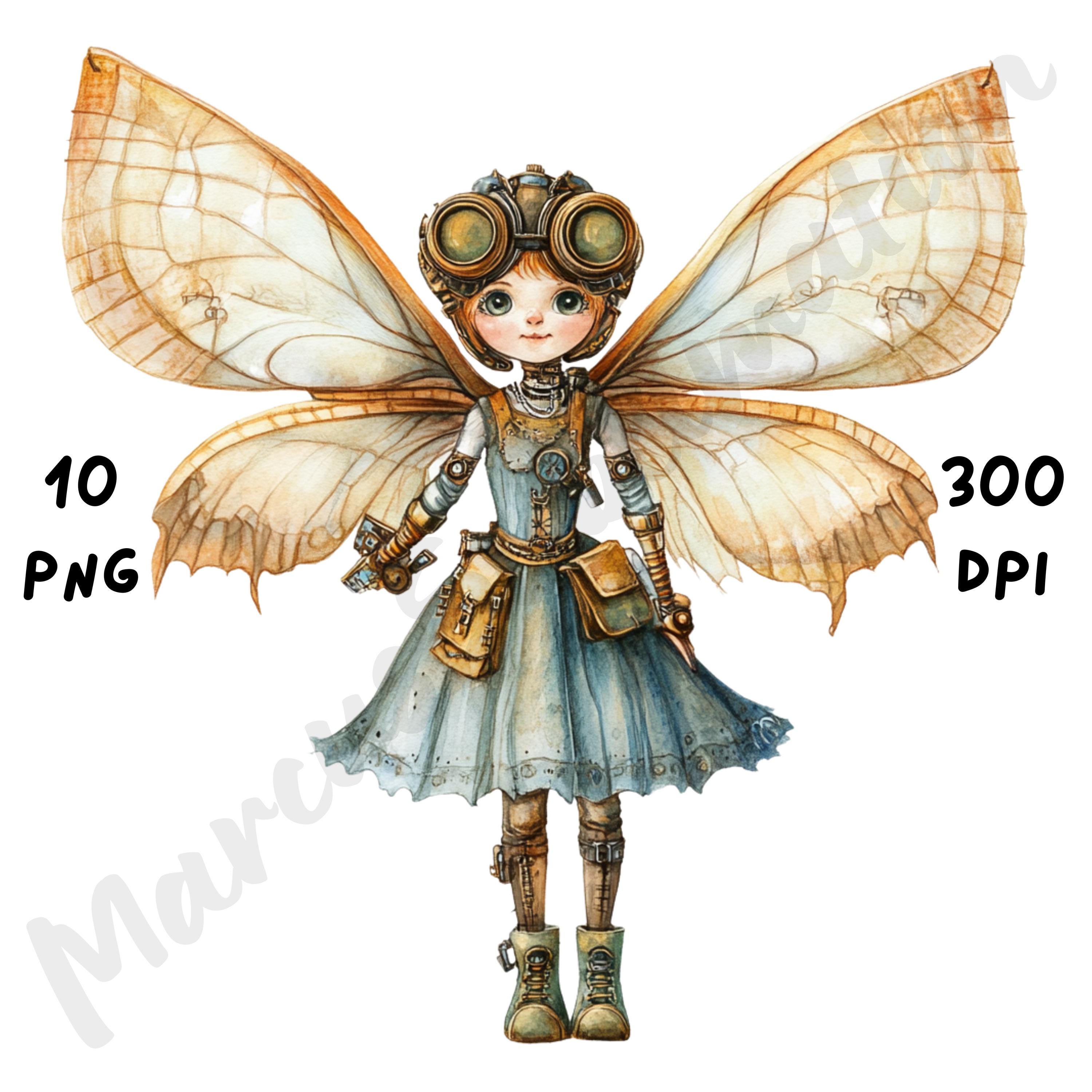 10 PNG Quirky Steampunk Fairy Clip Art, Watercolor Fairy Clipart ...