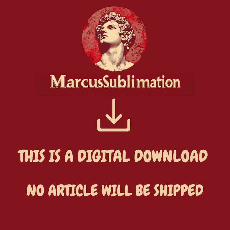 Puede incluir: Un fondo rojo con una flecha de descarga blanca y el texto "MarcusSublimation". Debajo de la flecha, el texto dice "Esta es una descarga digital. No se enviar&aacute; ning&uacute;n art&iacute;culo."