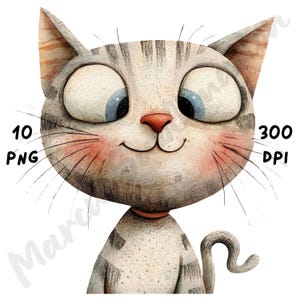 10 imágenes PNG de gatos peculiares, dibujos animados de gatos caprichosos, animales divertidos y locos, sublimación de gatos atrevidos en acuarela, imágenes prediseñadas de gatos lindos, descarga digital