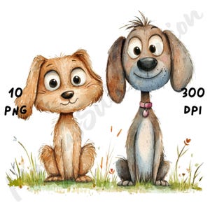 10 PNG Quirky Best Friend Animals Clipart, Whimsical Cartoon Cute Animal, Watercolor Funny Animal Clip Art for Paper Crafts, Junk Journals