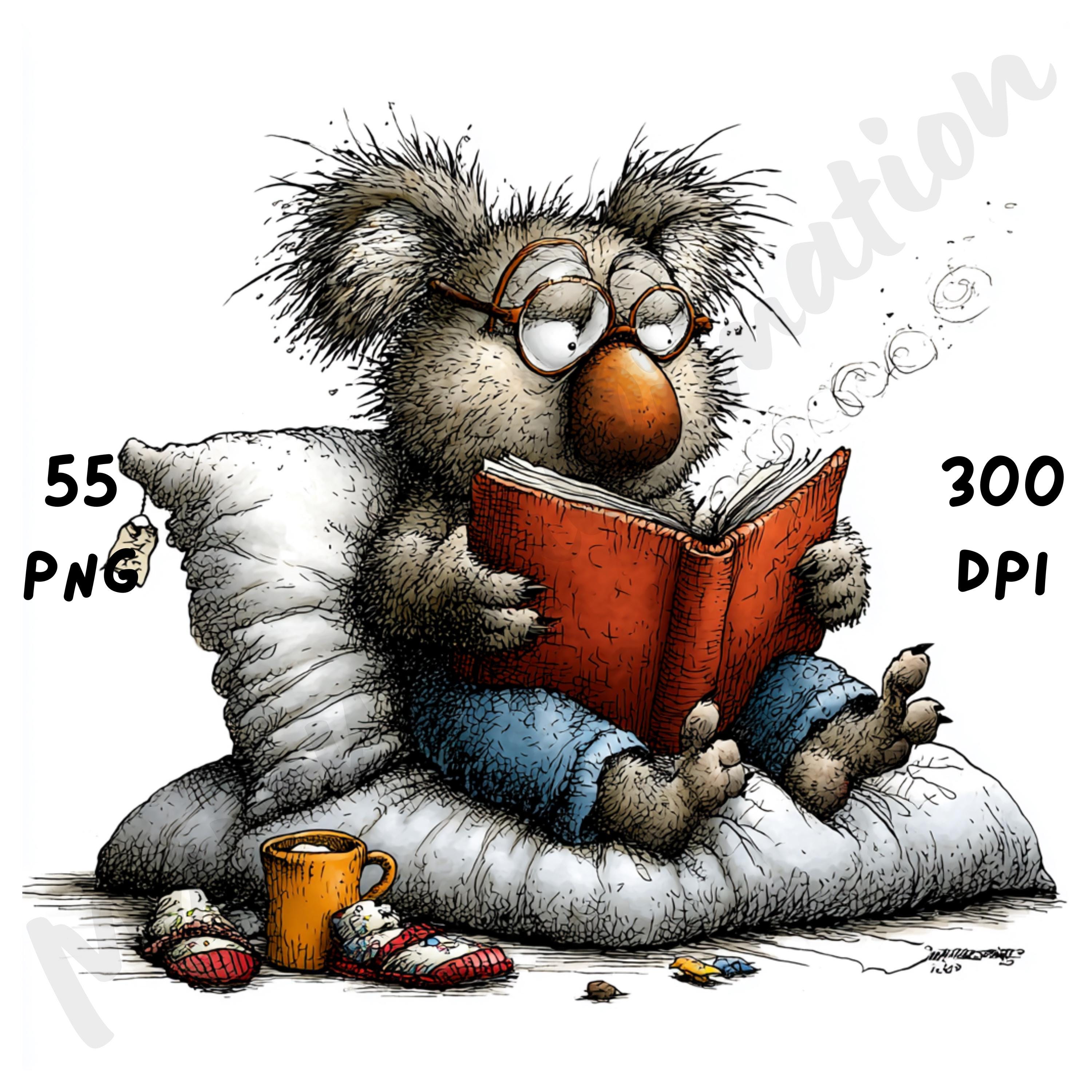 Whimsy Reading 55 PNG Whimsical Reading Animals Clipart Bundle, Booklover Characters ...