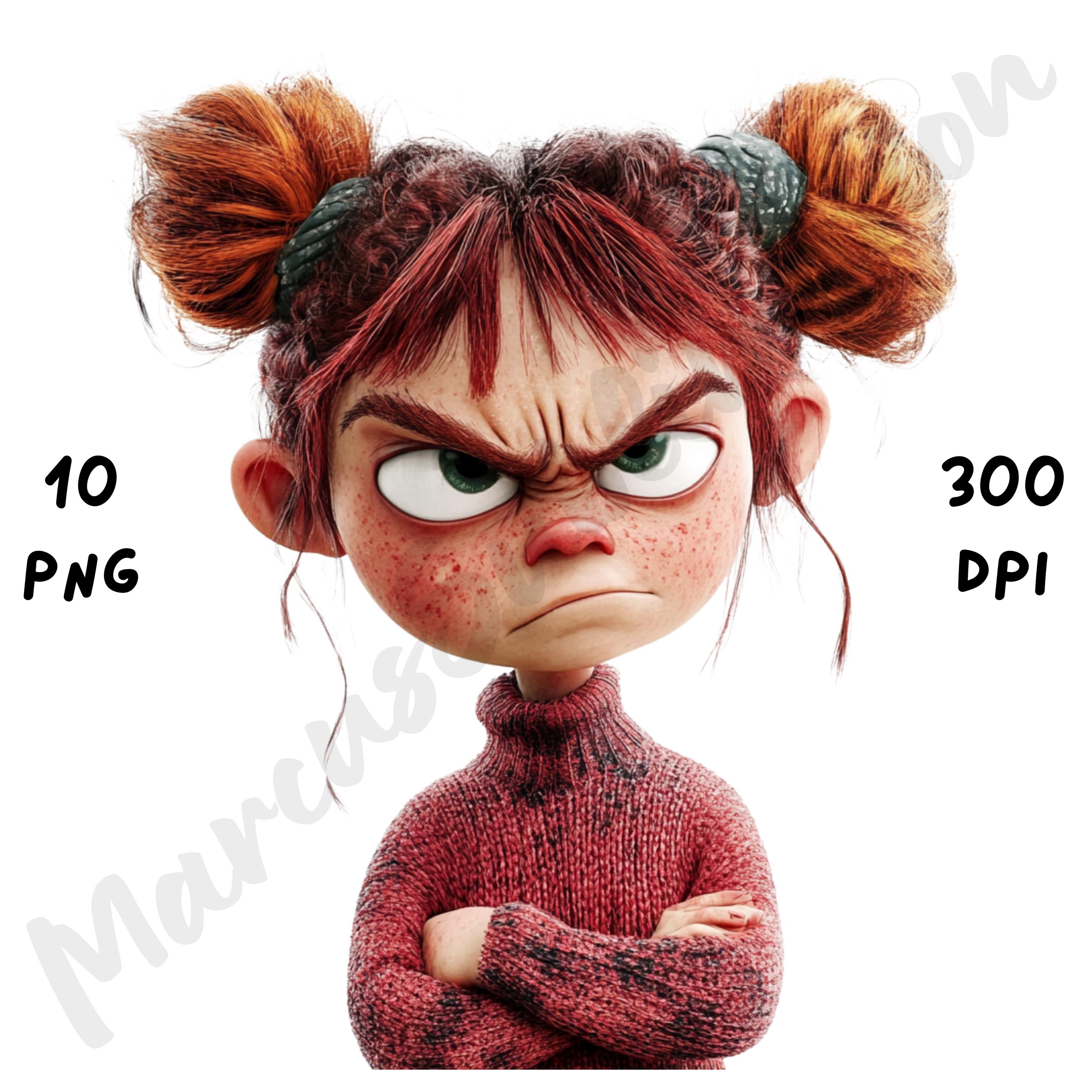 Grumpy Girl Clipart PNG – 10 Quirky Whimsical Sublimation Files for ...