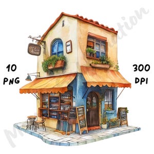 10 PNG de tiendas de esquina extravagantes: divertidos y extravagantes dibujos animados PNG de escaparates para revistas, álbumes de recortes, tarjetas y manualidades digitales