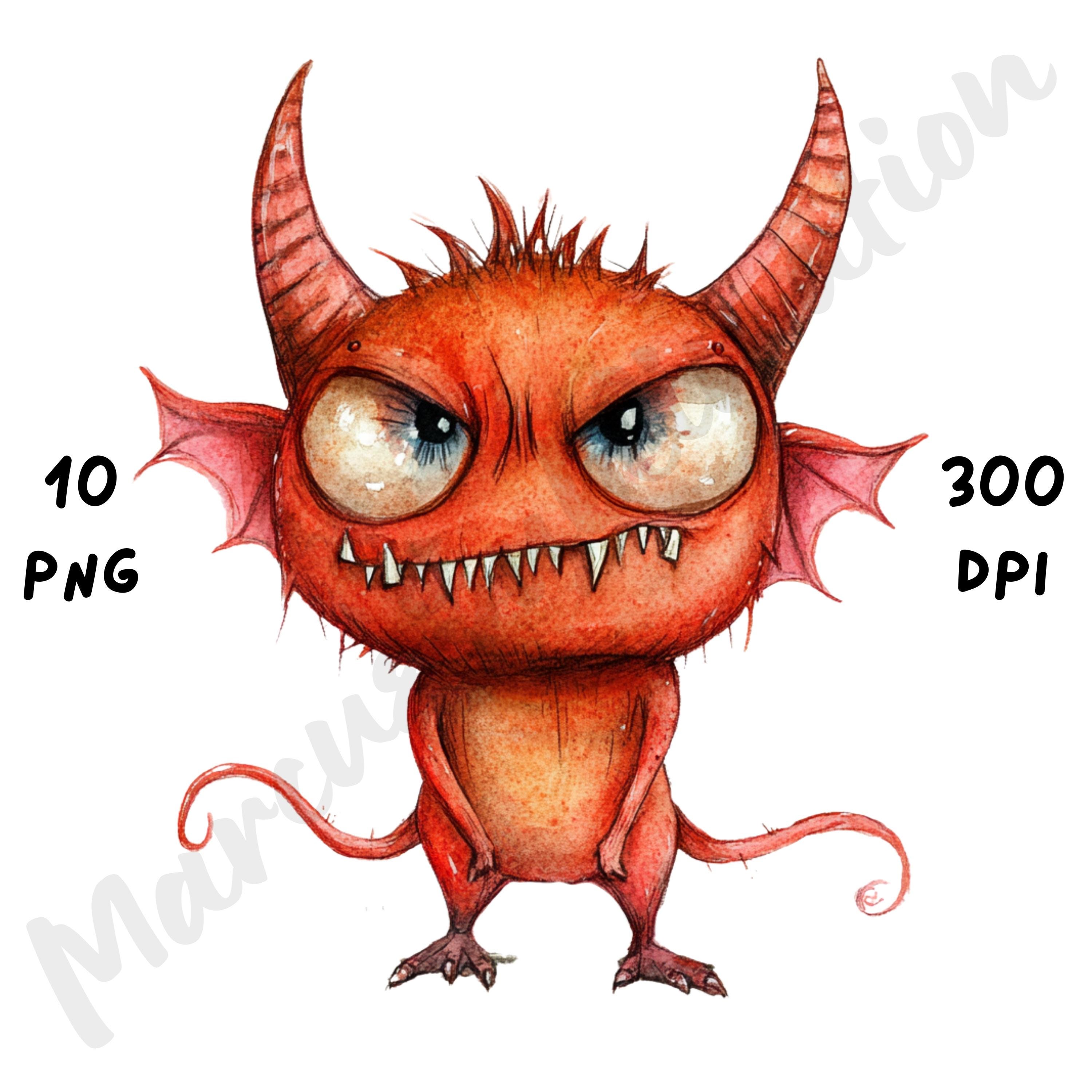 10 PNG Quirky Little Devil Clipart, Funny Whimsical Halloween