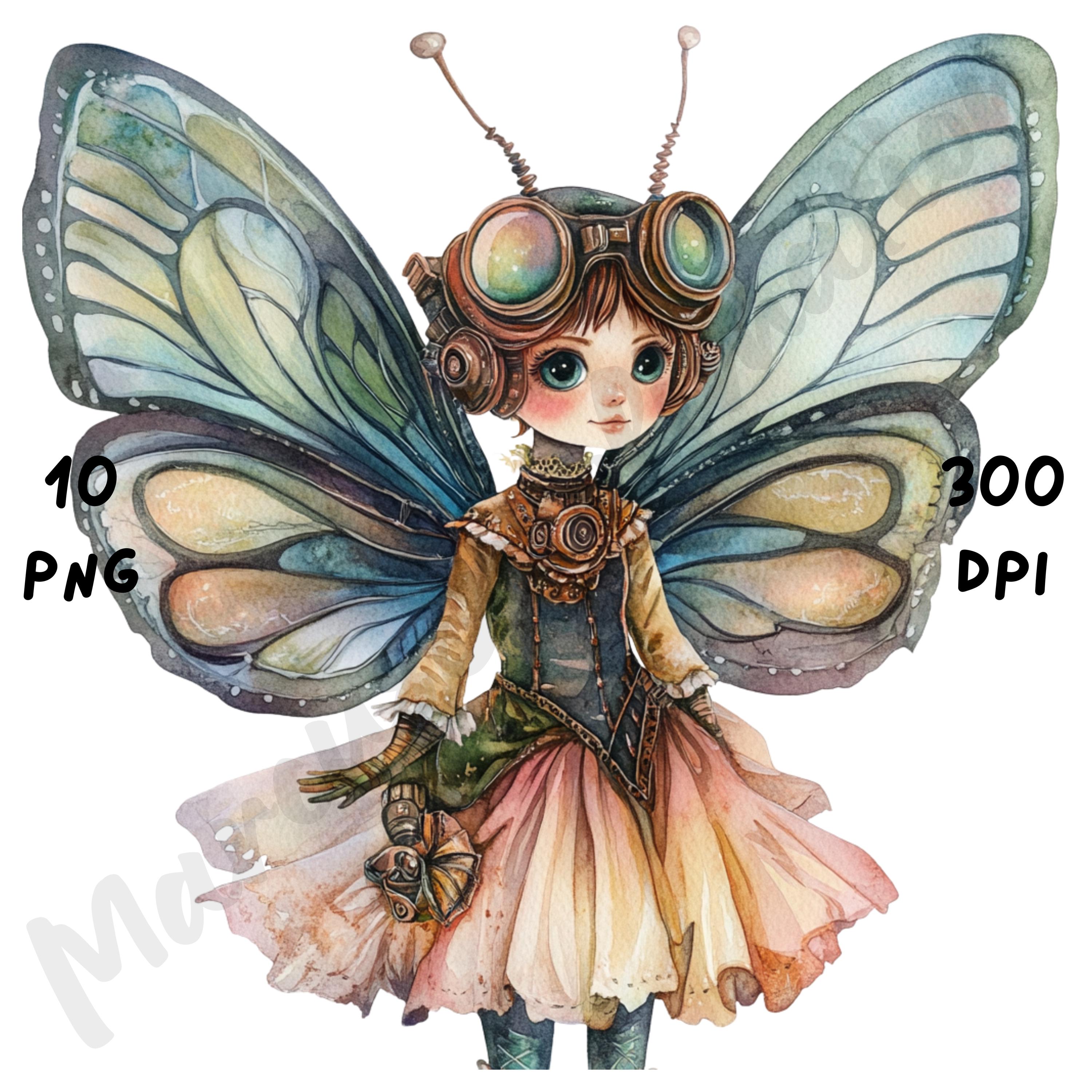 10 PNG Quirky Steampunk Fairy Clip Art, Watercolor Fairy Clipart ...