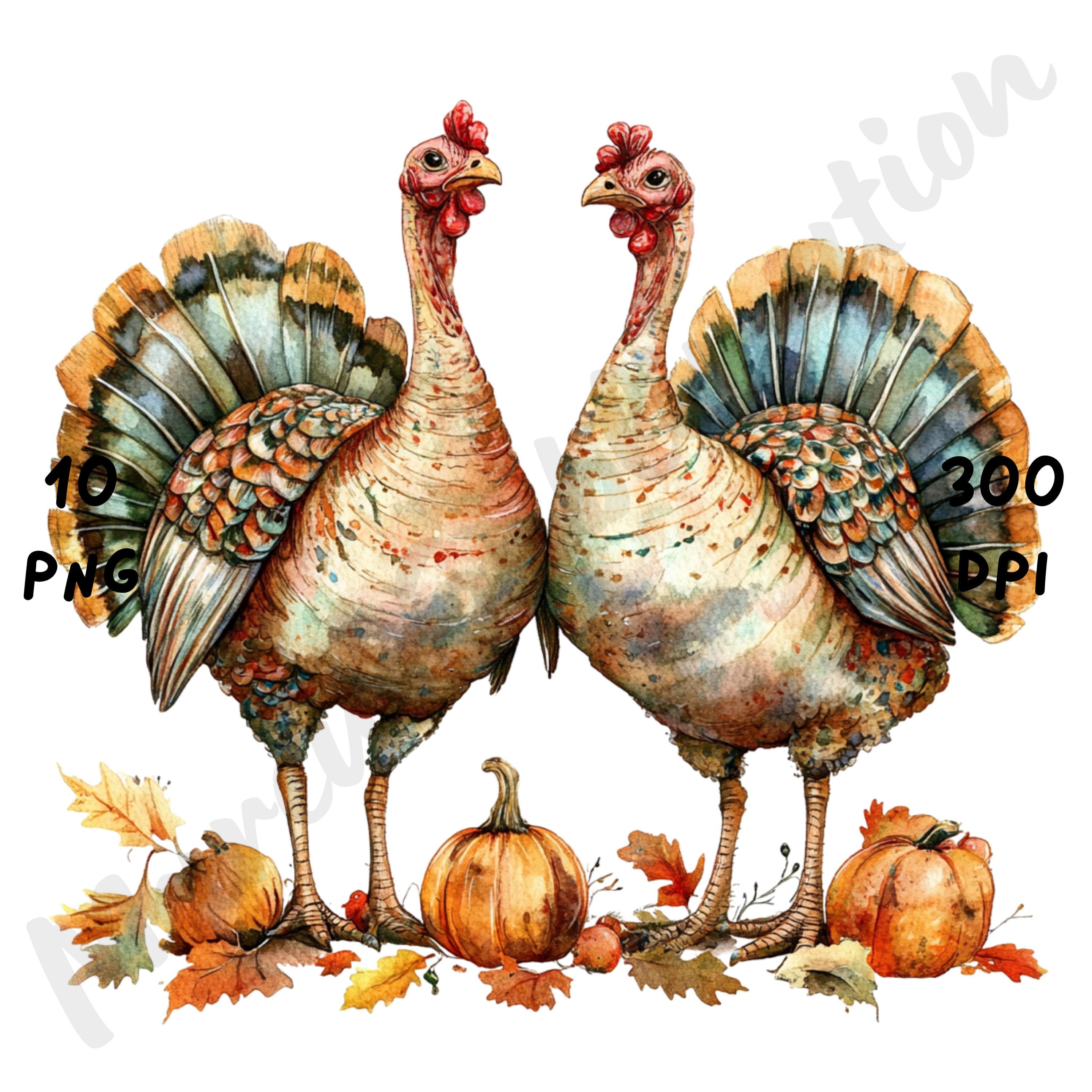 10 PNG Quirky Fall Turkeys Clipart, Whimsical Funny Autumn Animal ...