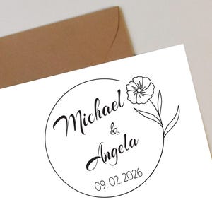Custom Wedding Stamp with Monogram Personalized Rubber Stamp for Invitations, Save the Dates, Envelopes, Bridal Shower Couple Initials Stamp