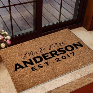 Customized Personalized Door Mat - Handcrafted Welcome Mat with Family Name -Indoor Outdoor Rug for Home Entrance - Unique Housewarming Gift