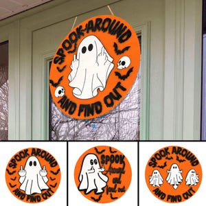 Halloween Front Door Decor, Halloween Door Hanger, Fall Wooden Sign, Ghost Door Sign, Fall Door Hanger, Hey Boo Front Door Decor, Boo Y'all