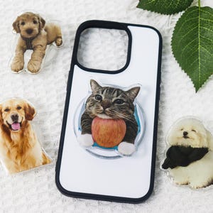 Custom Phone Grip, Personalized Phone Grip Holder, Pet Phone Holder, Kid Face Phone Stand, Cute Phone Grip, Dog Mom Gift, Gift for Pet Lover