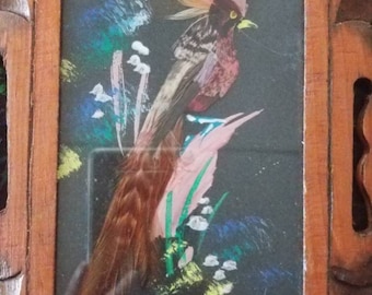 Pintura de arte pluma mexicano vintage