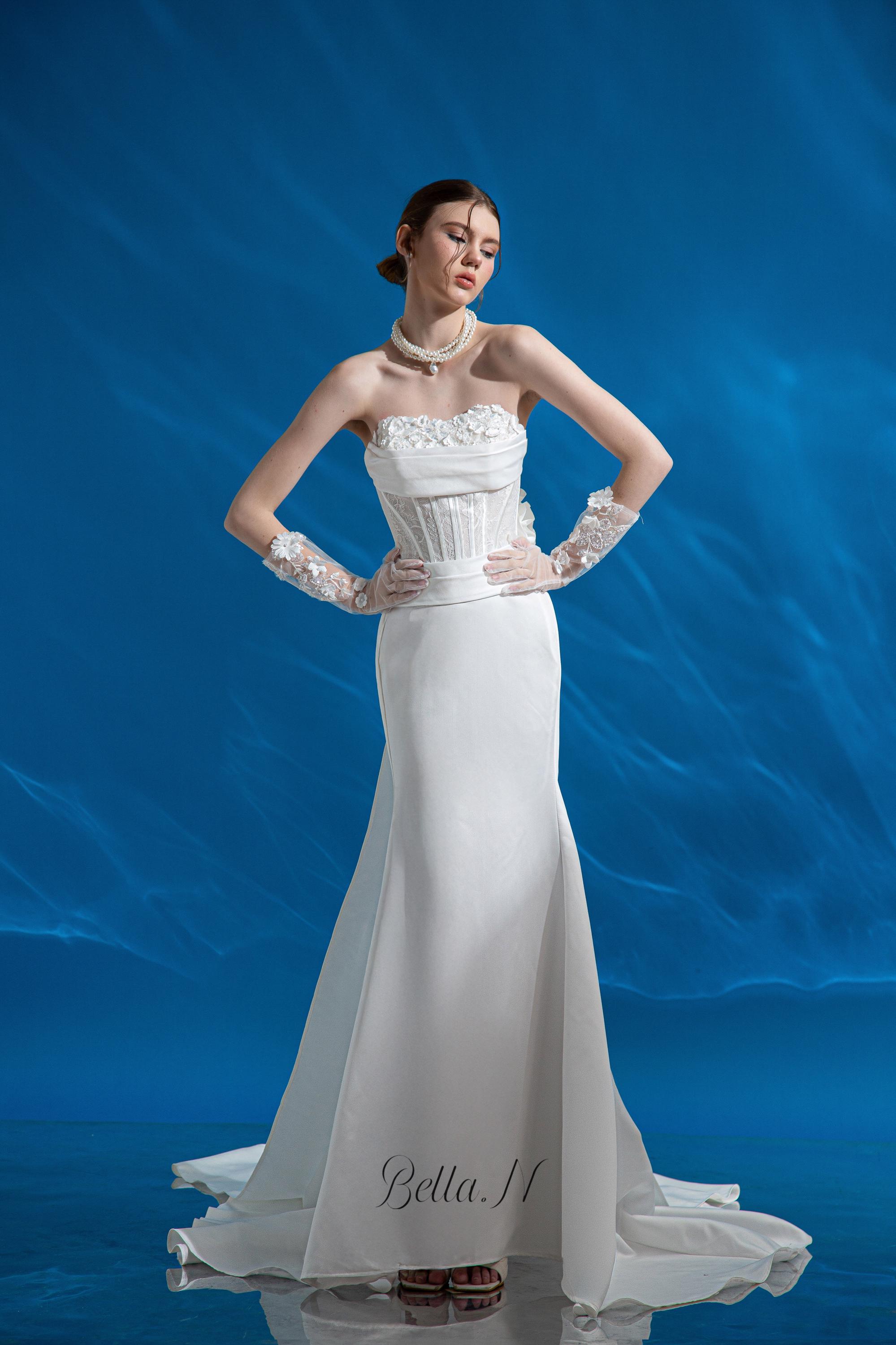 chinese dress ladies Elegant Romantic Lace Corset Mini Wedding Dress with Gloves SW088 – SHEER  FAIRY main image 1