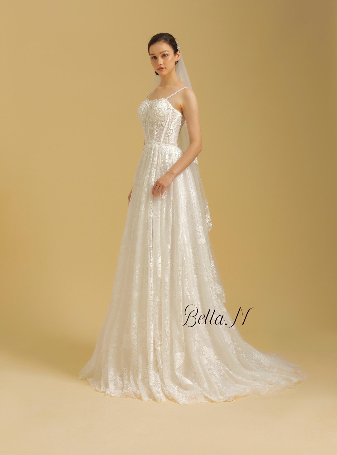 floral-lace-a-line-wedding-dress-sparkly-beaded-bodice-spaghetti