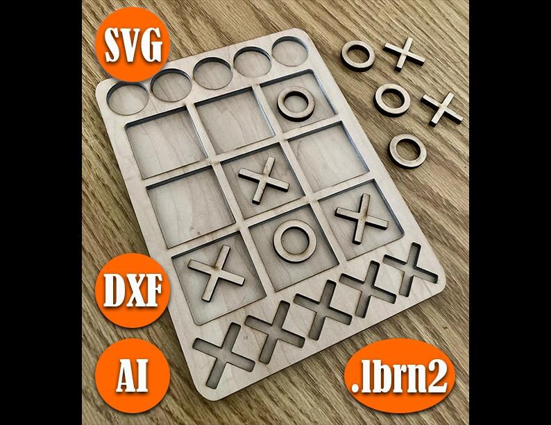 Tic Tac Toe Laser Cut Digital File SVG, DXF, AI, .lbrn2 Digital ...
