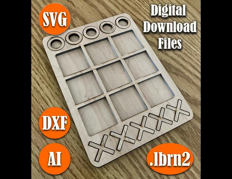 Tic Tac Toe Laser Cut Digital File SVG, DXF, AI, .lbrn2 Digital ...
